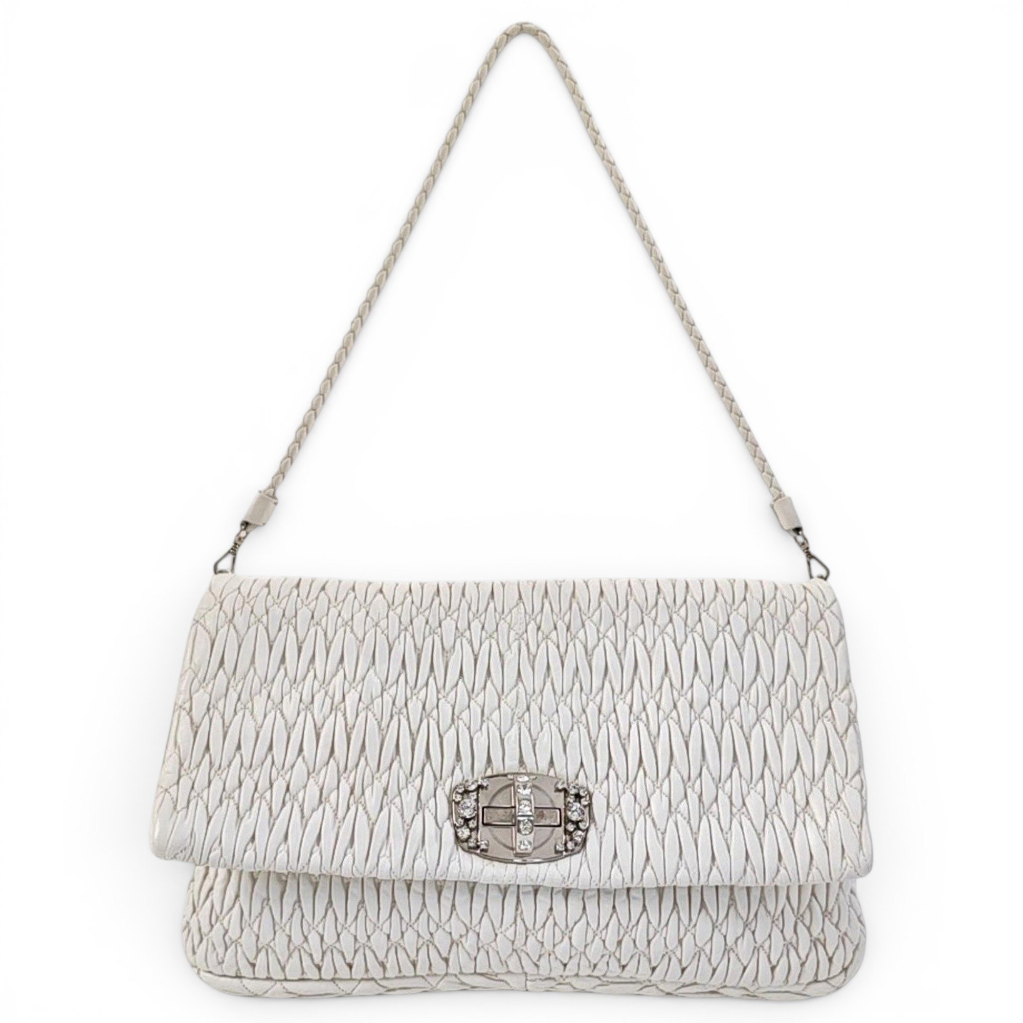Miu Crystal leather handbag