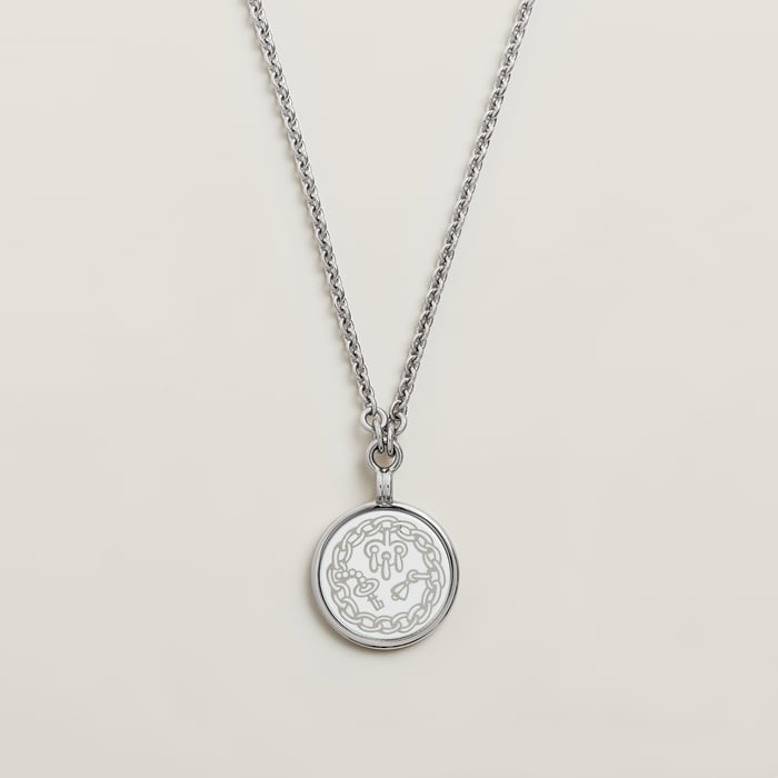 Orfèvre Blanc Platine Blanc Medaille Chaines Et Gris-gris Necklace, Small Model