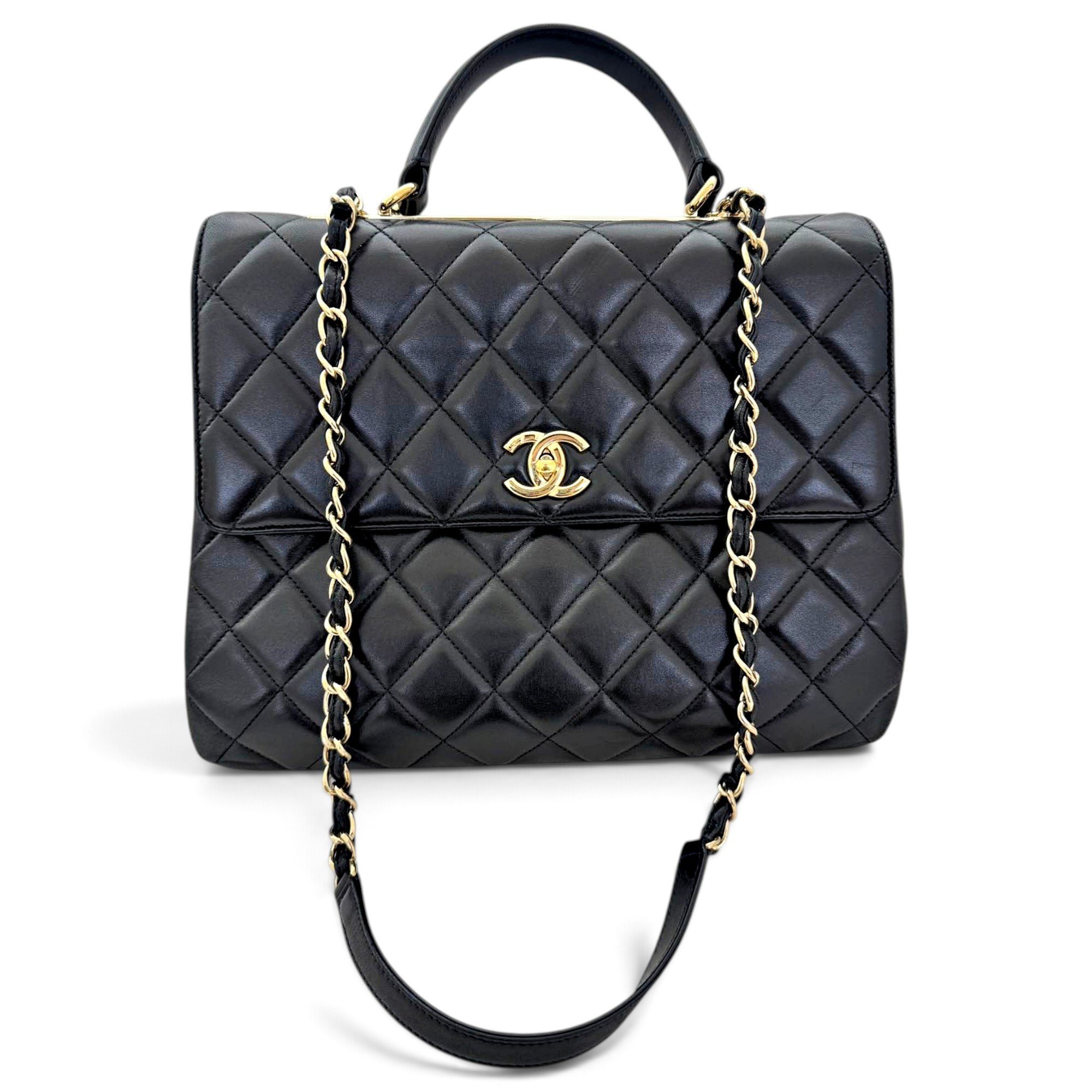 Trendy CC Top Handle leather handbag