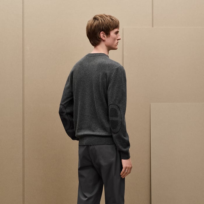 Anthracite "Maillon Chaine d'Ancre" Crewneck Cashmere Sweater