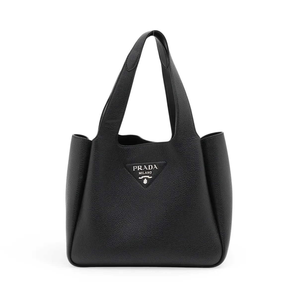 Prada Vitello Daino soft Leather Hand bag Black