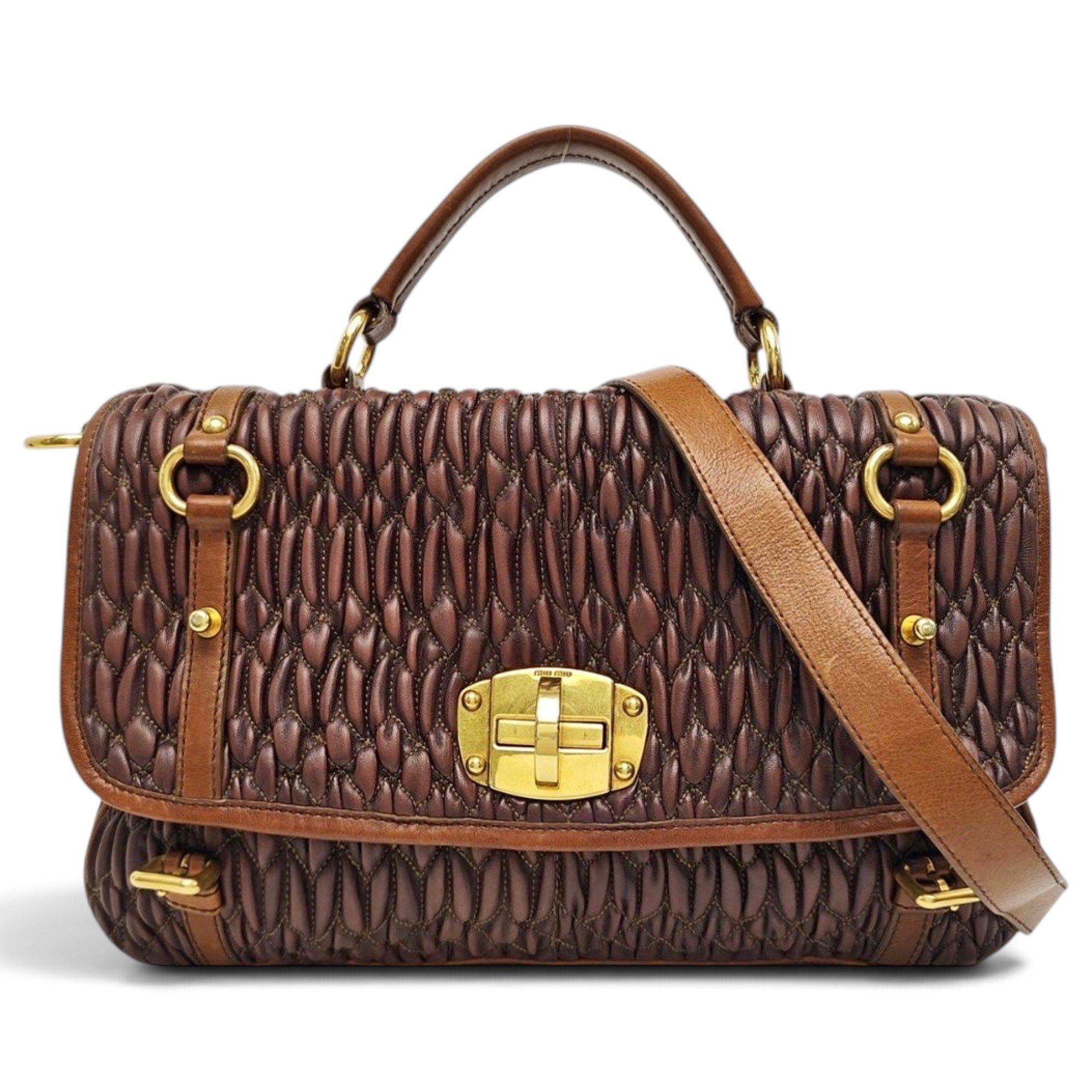 Miu Crystal leather handbag