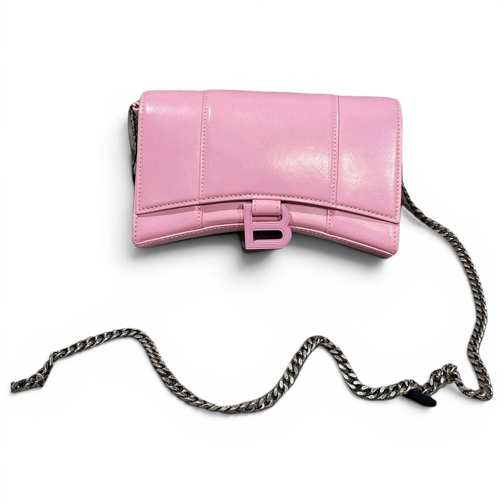 Hourglass leather handbag