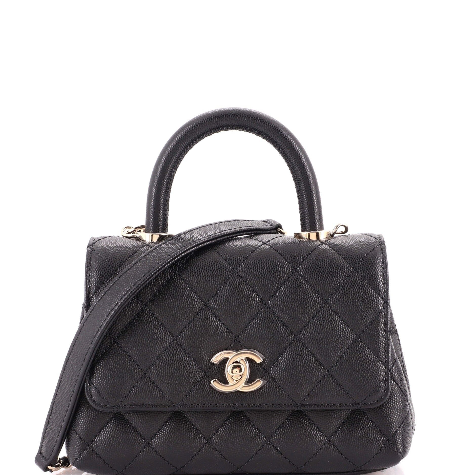 Coco Top Handle Bag Quilted Caviar Extra Mini