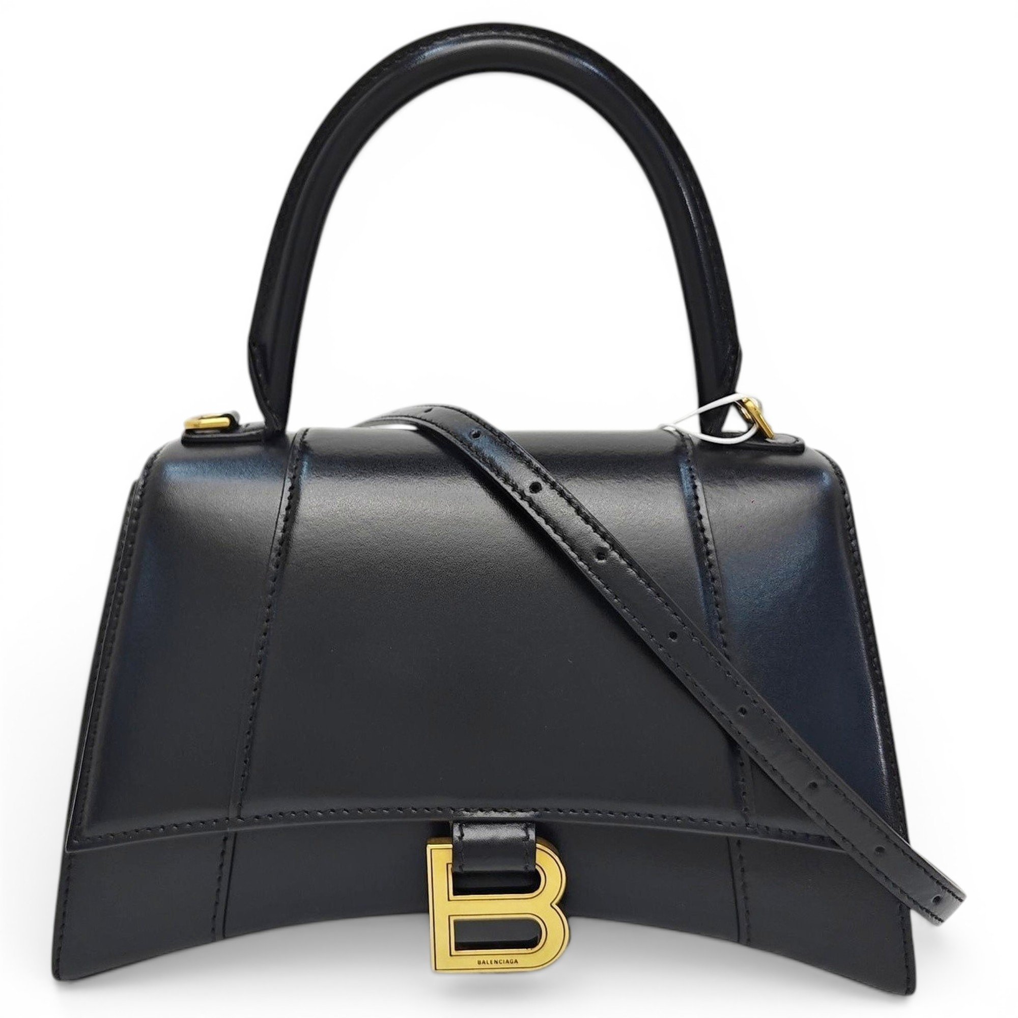 Hourglass leather handbag
