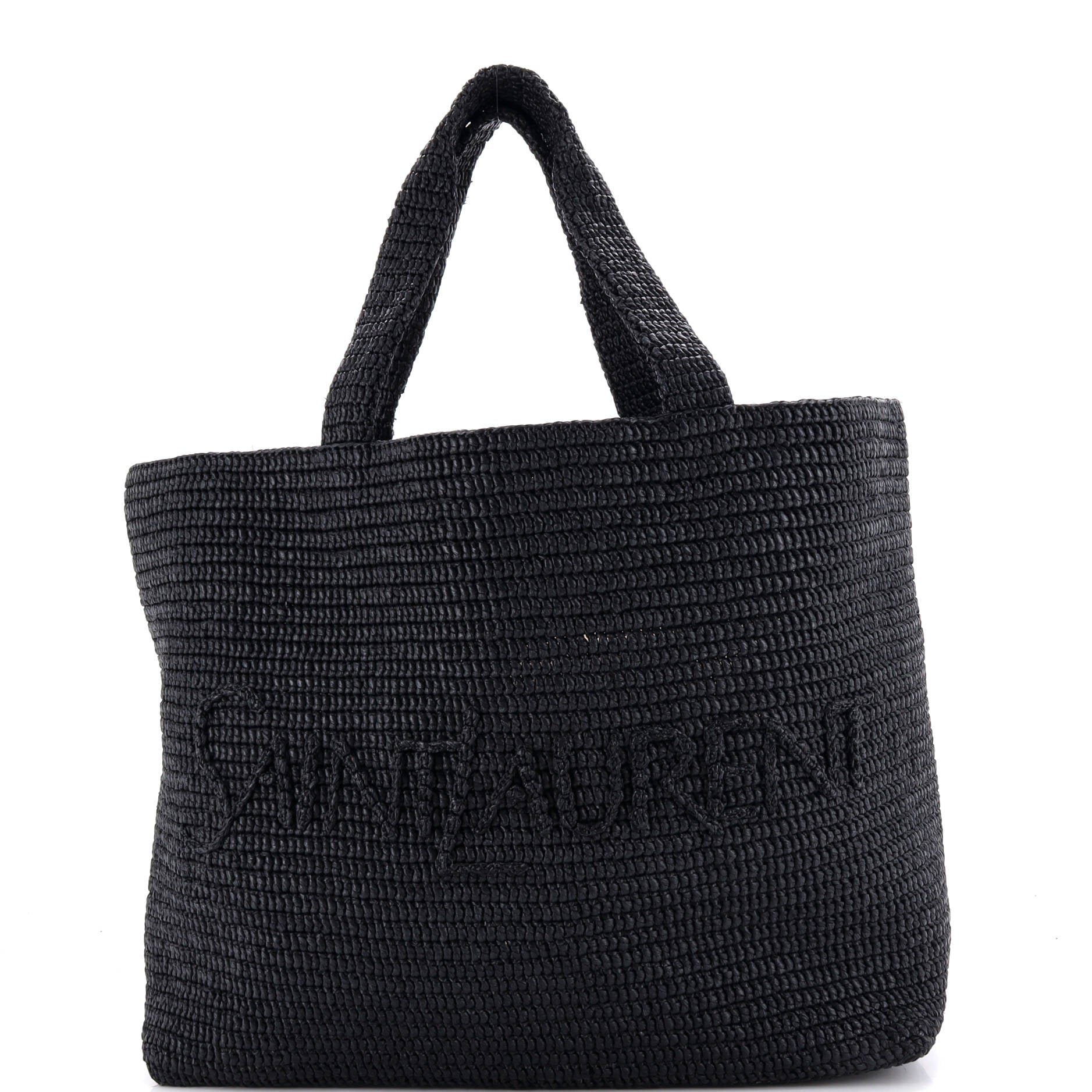 Logo Supple Tote Embroidered Raffia