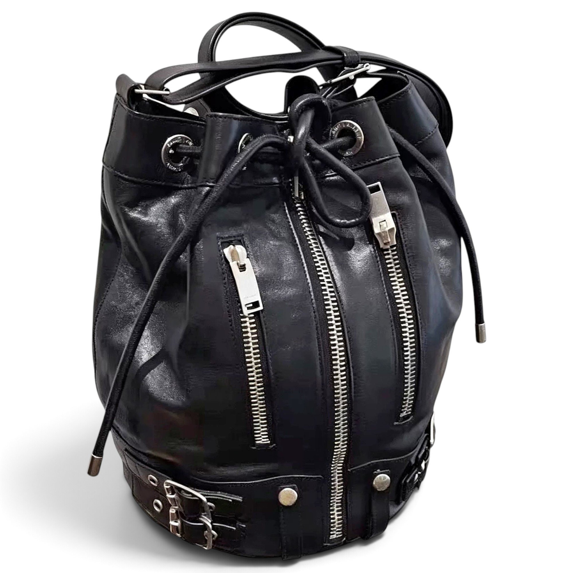 Monogram bucket leather crossbody bag