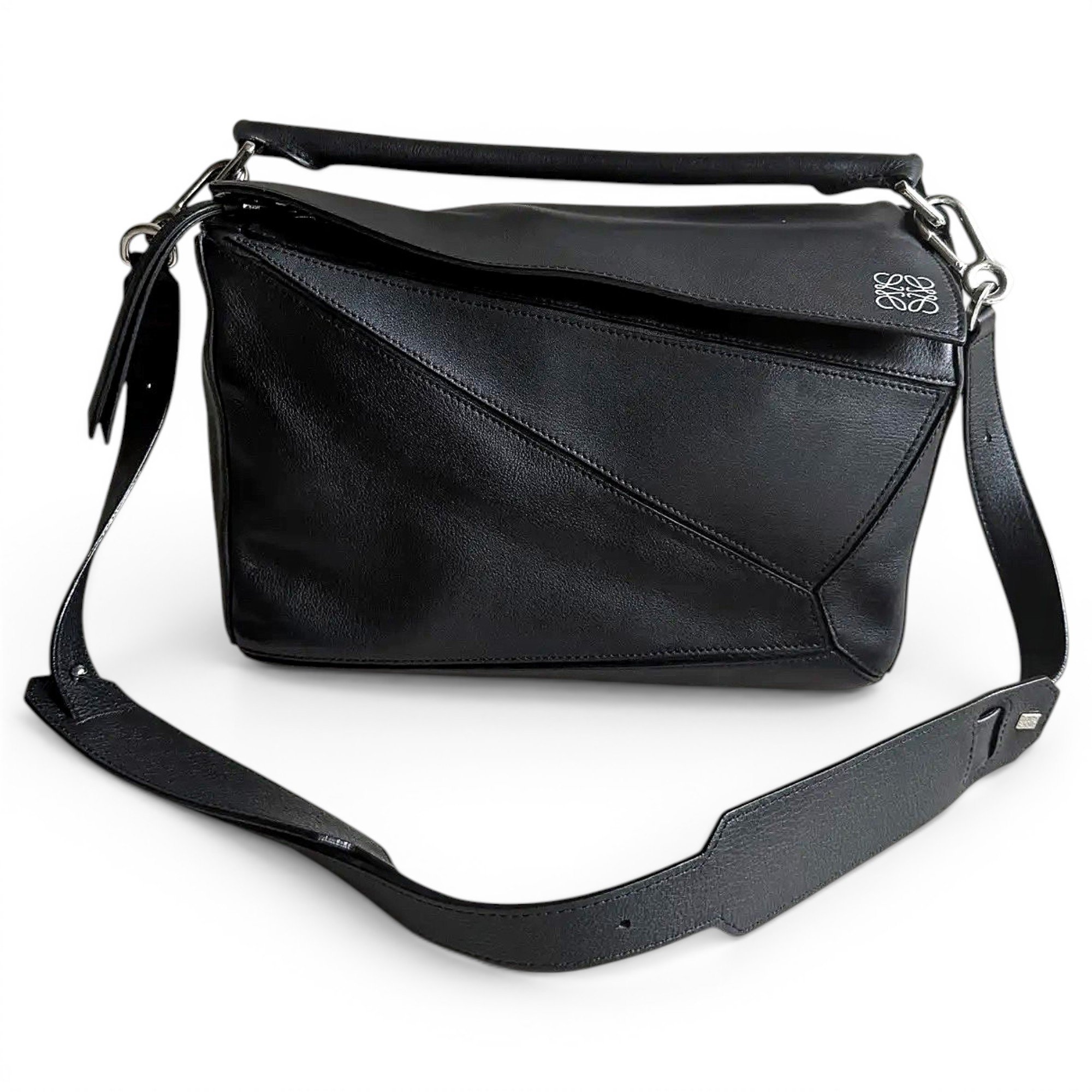 Puzzle leather handbag