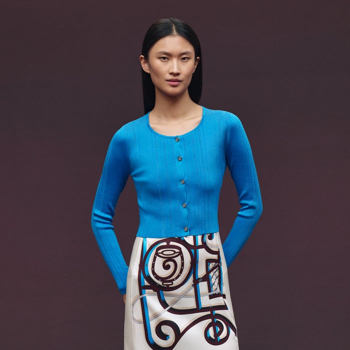 Bleu Piscine Buttoned Cardigan