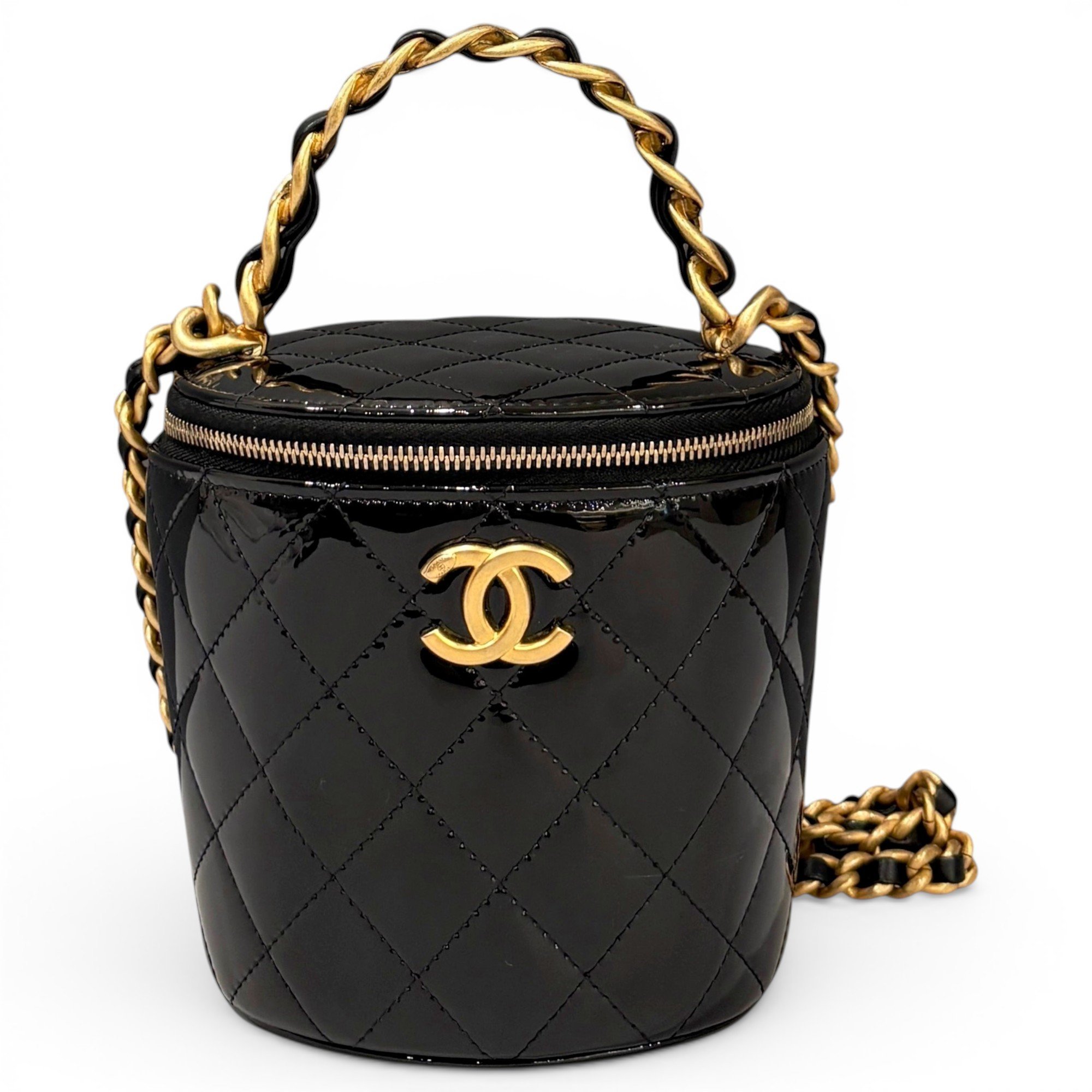 Vanity patent leather handbag