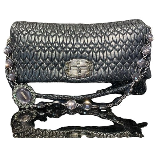 Miu Crystal leather handbag