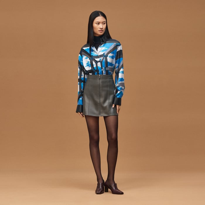 Gris Satin A-line Miniskirt