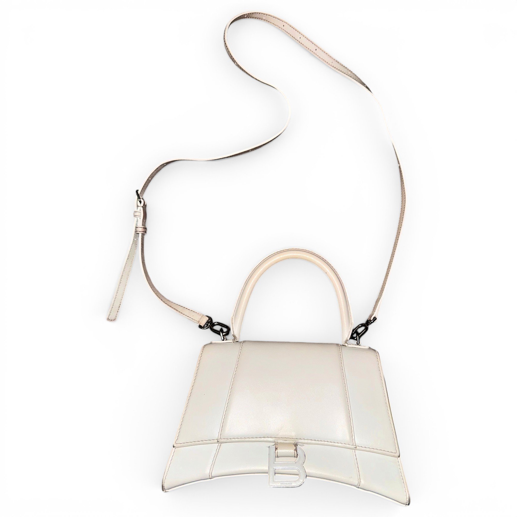 Hourglass leather handbag