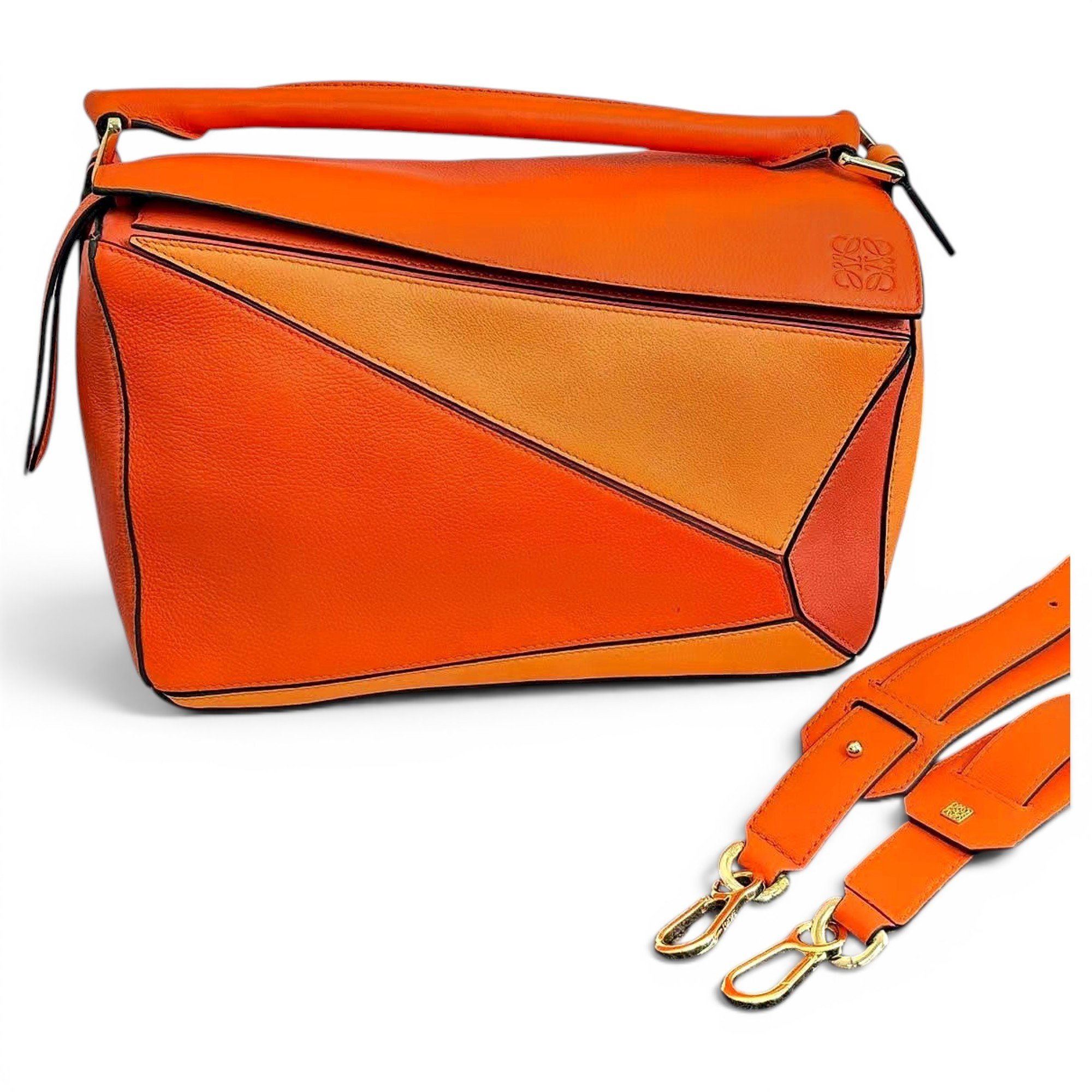 Puzzle leather handbag