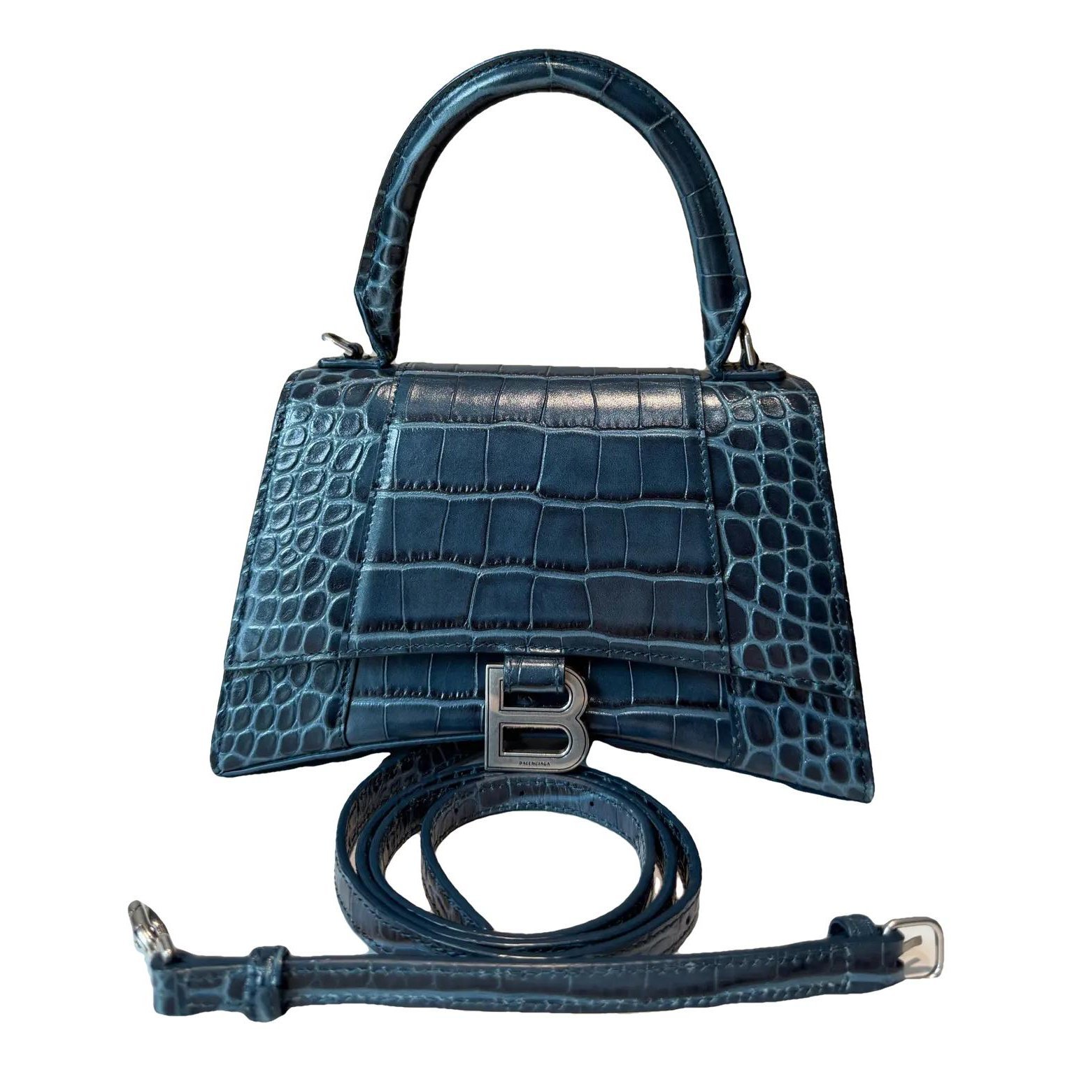 Hourglass leather handbag