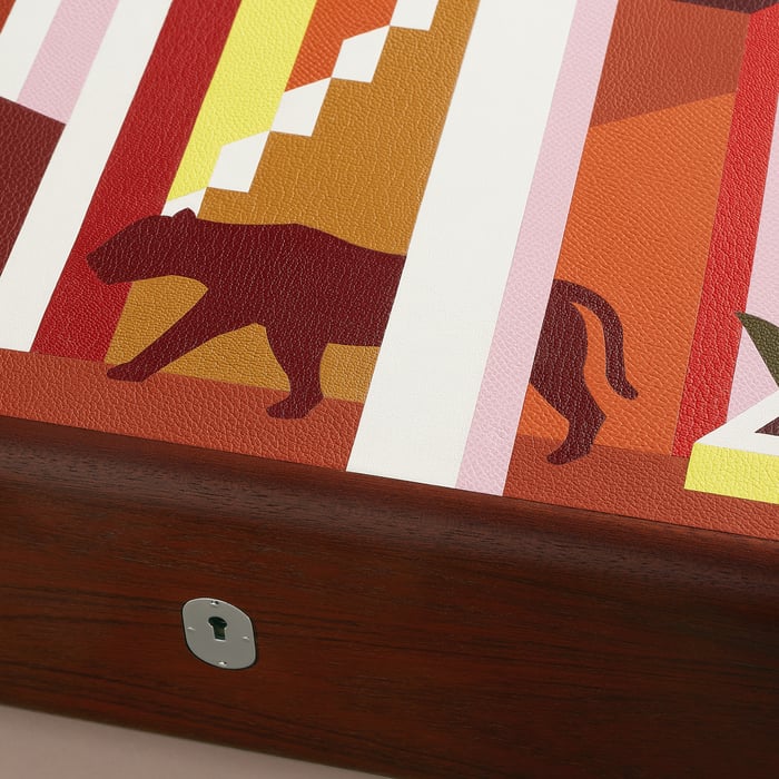 Cuivre Casaque Felin Dans Un Jardin Mexicain Watch and Cufflink Box