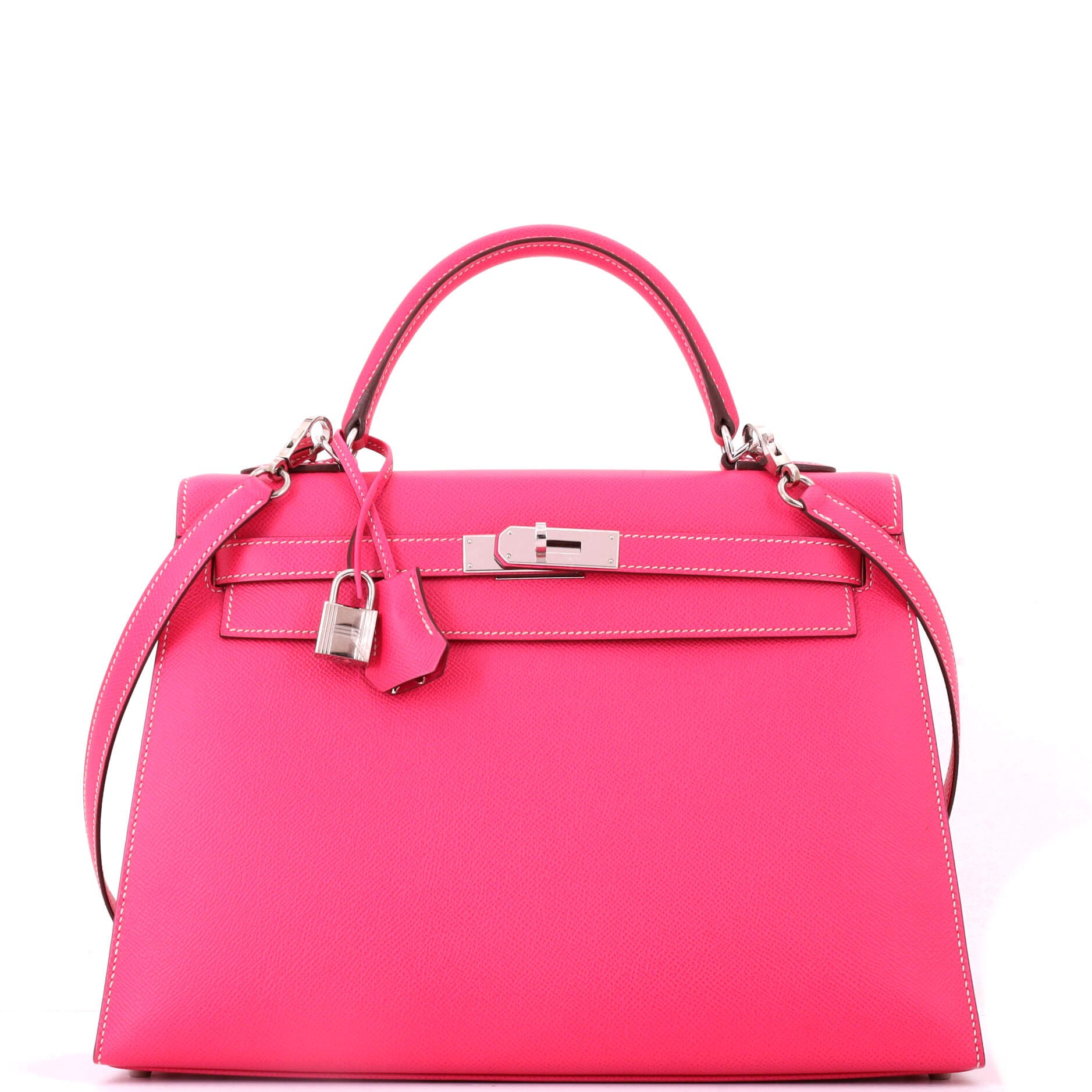 Kelly Handbag Rose Tyrien Epsom with Palladium Hardware 32