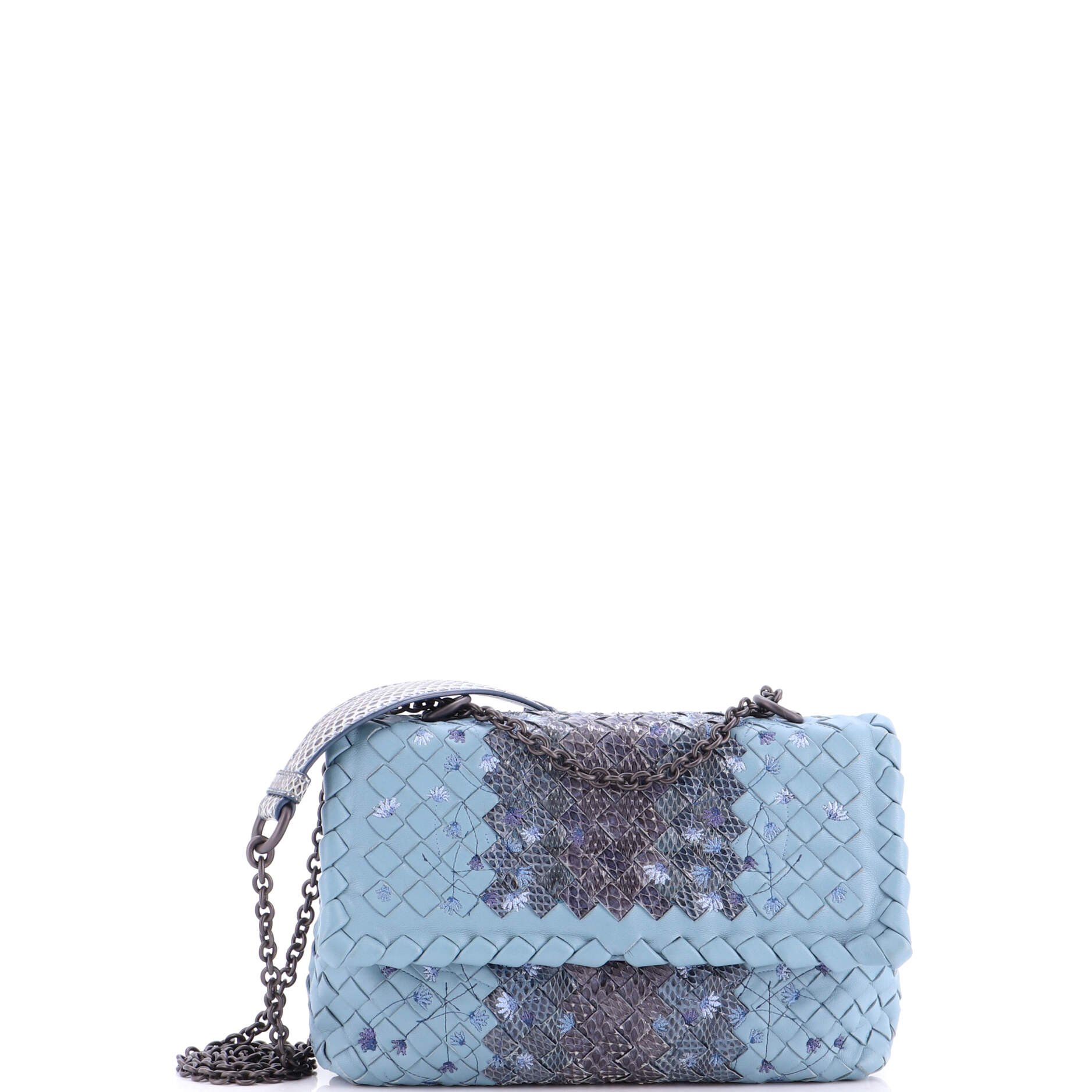 Bottega Veneta Olimpia Crossbody Bag Intrecciato Nappa with Snakeskin Small