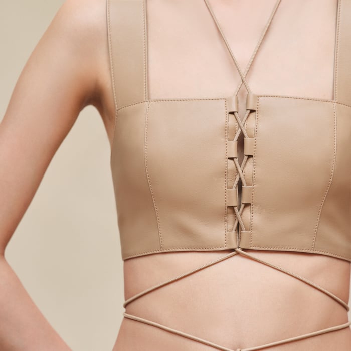 Beige Camel Laced Bra