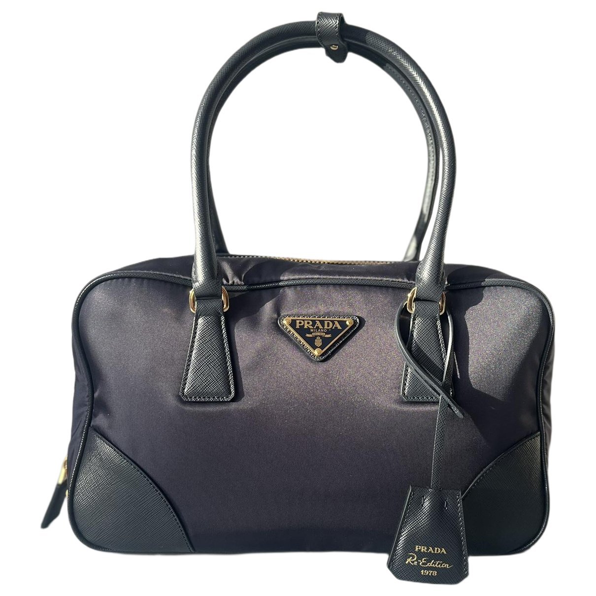 Re-Nylon leather handbag