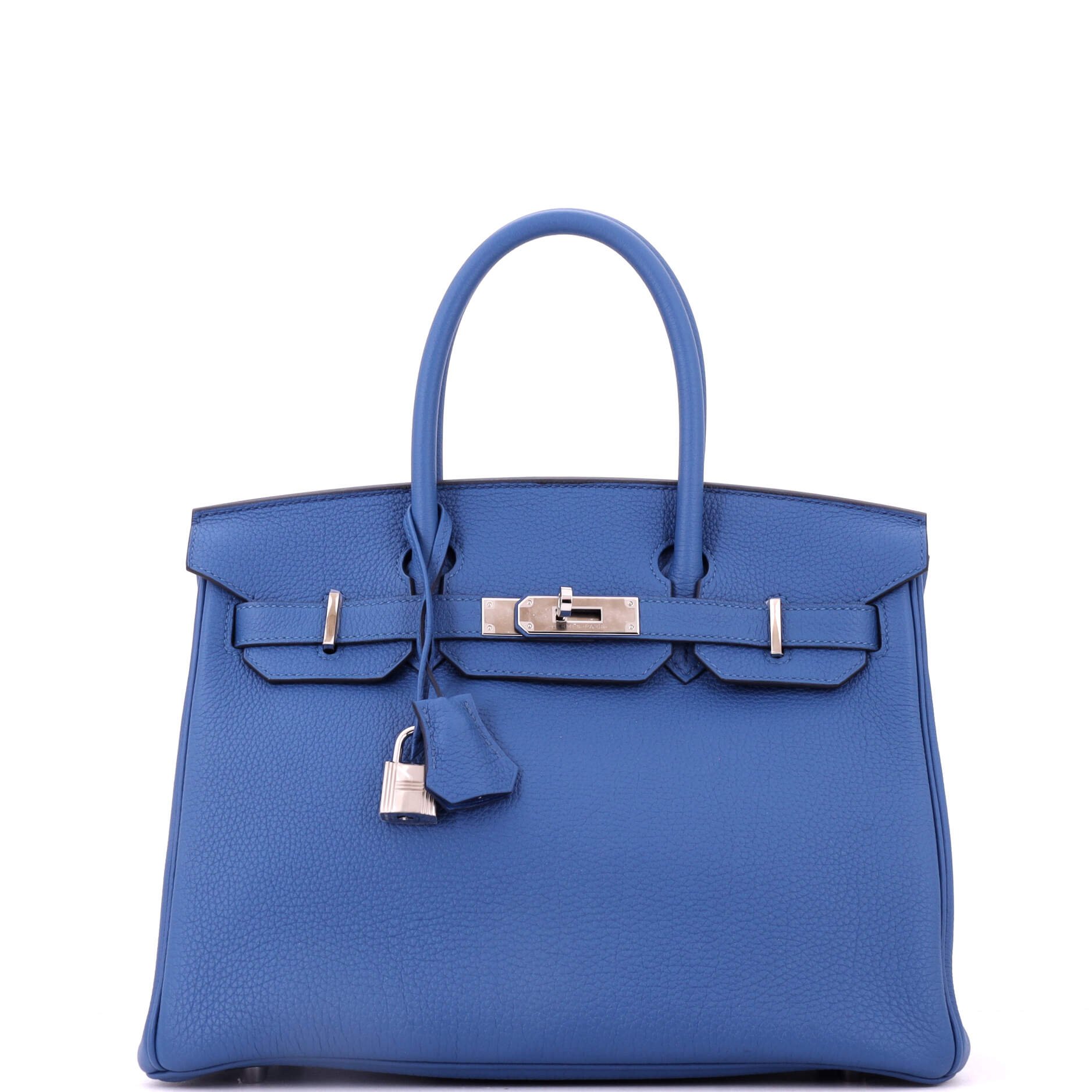 Hermes Birkin Handbag Bleu France Togo with Palladium Hardware 30