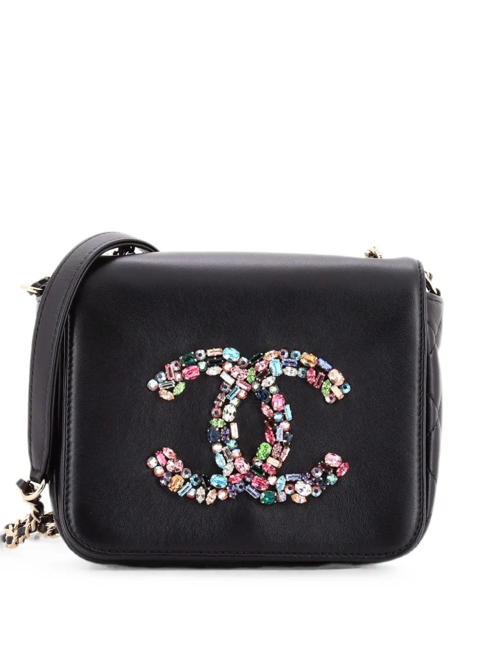 Giant Crystal CC Flap Bag Lambskin Mini crossbody bag