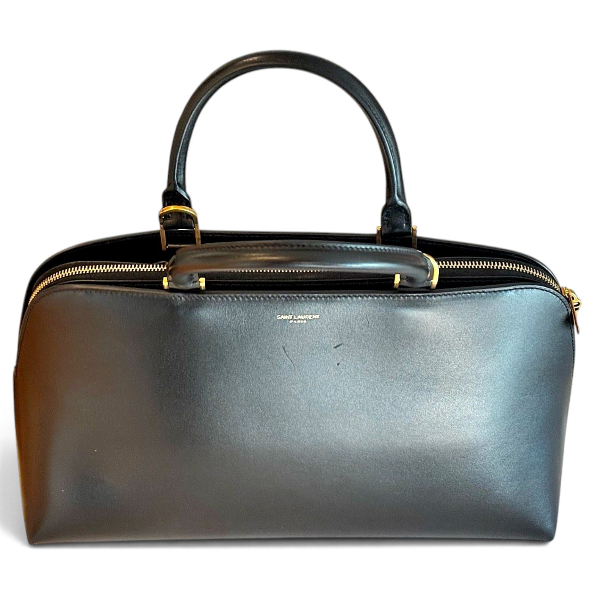 Duffle leather handbag