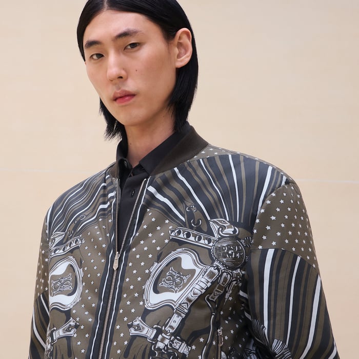 Kaki "Cheval Punk Bandana" Rib-trim Jacket