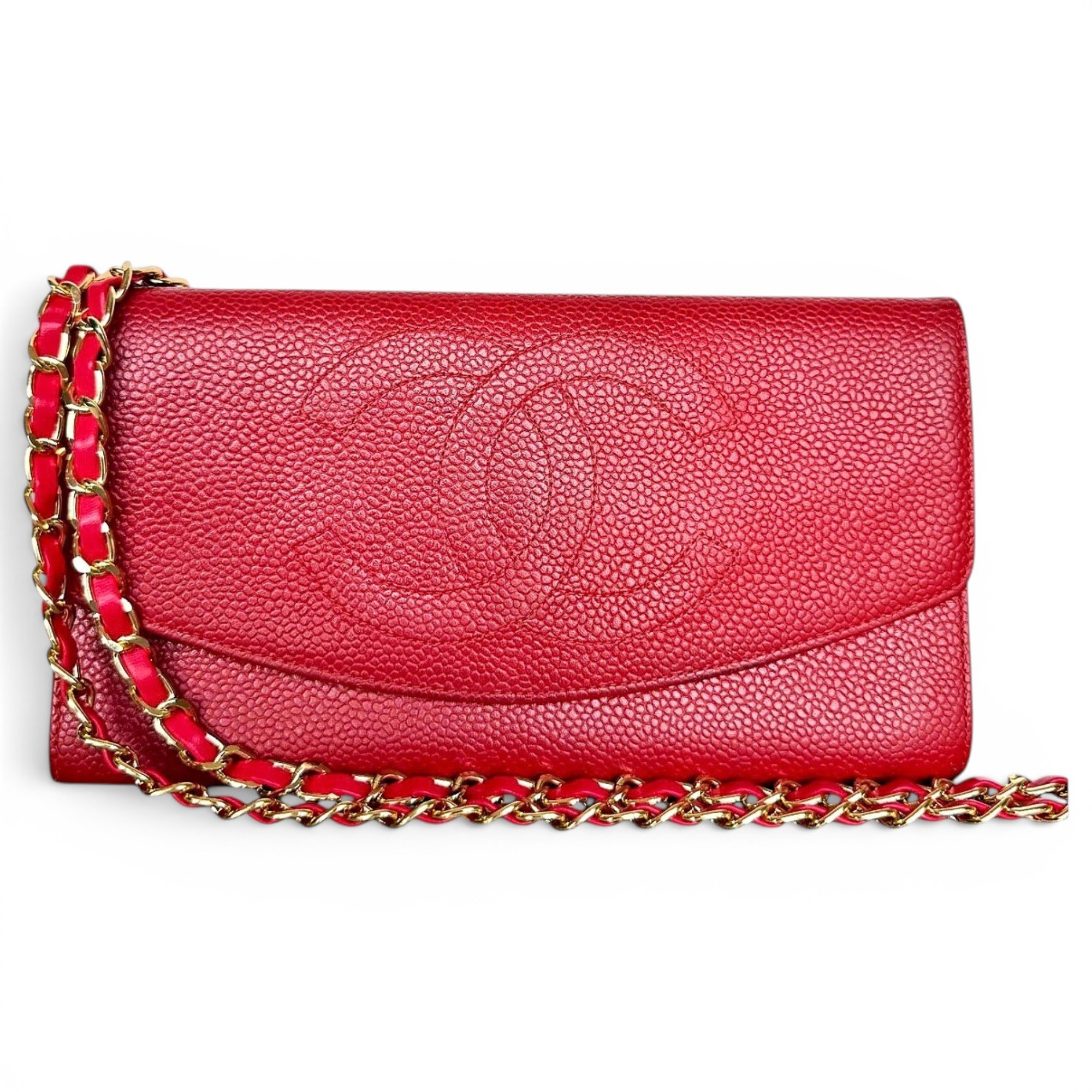 Wallet On Chain Double C leather crossbody bag