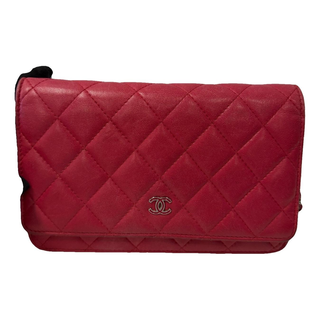 Trendy CC Wallet on Chain leather handbag