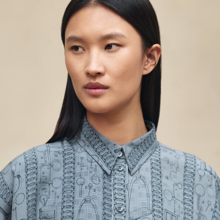 Bleu Adriatique "Cahier Du Colporteur" Blouse