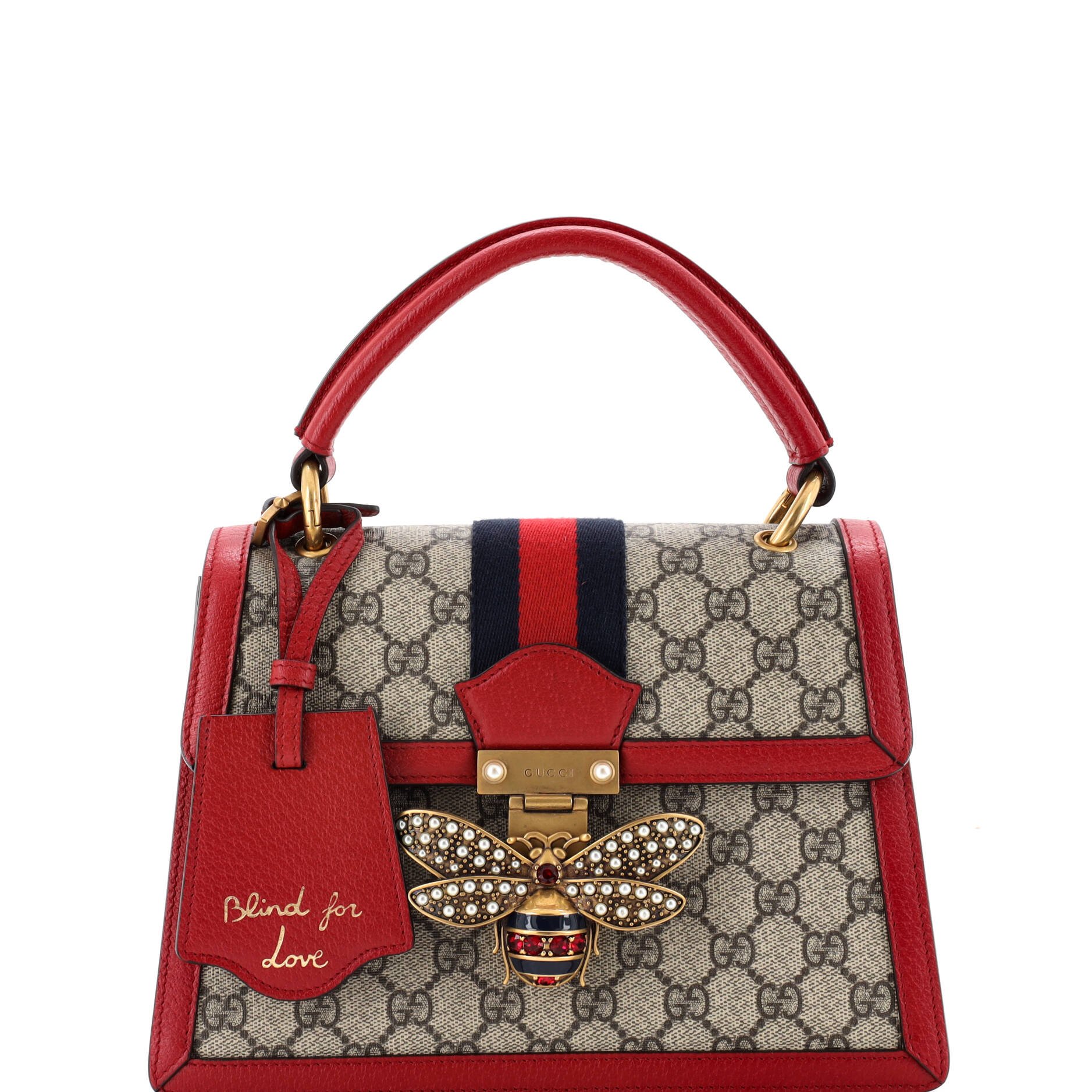 Queen Margaret Top Handle Bag GG Coated Canvas with Leather Small