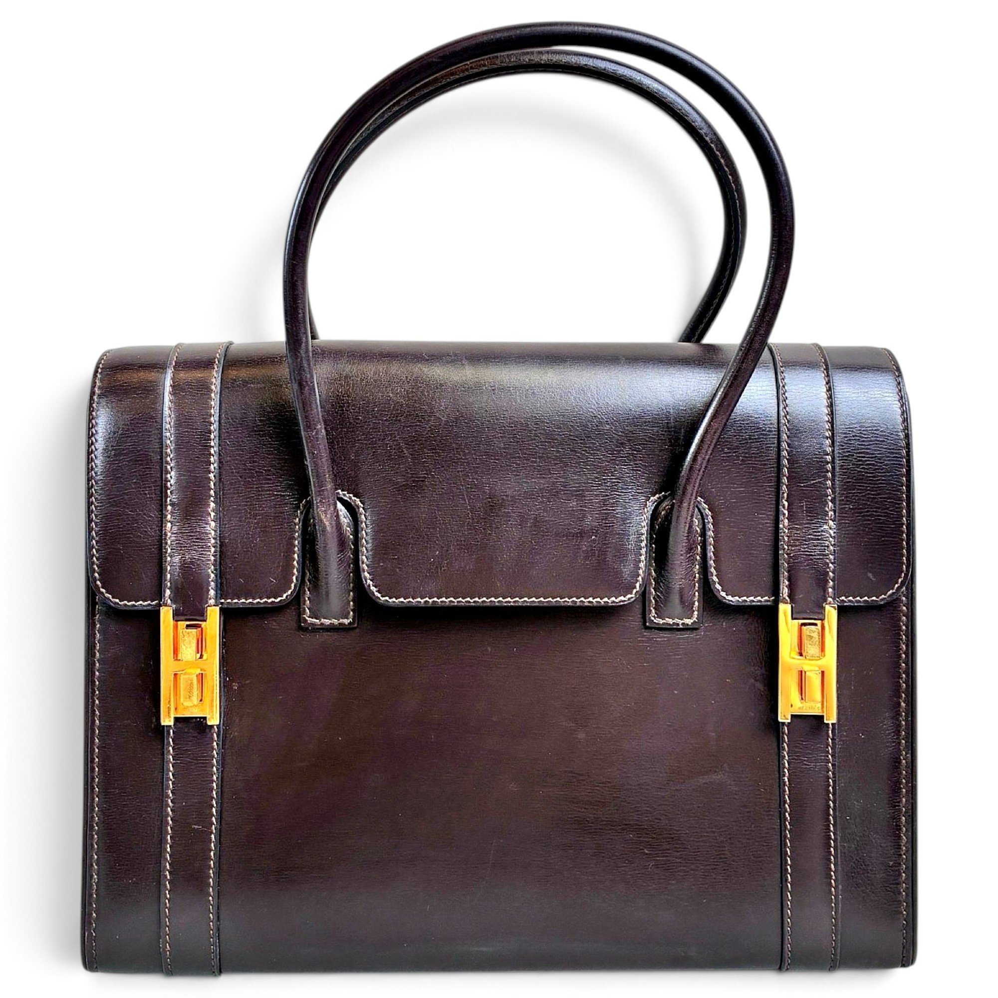 Drag leather handbag