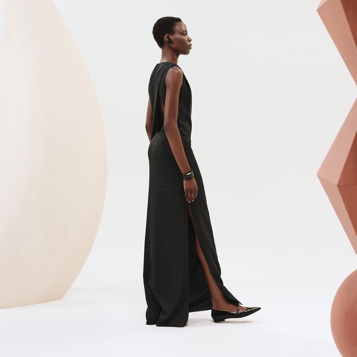 Noir "Mosaique" Draped Long Dress
