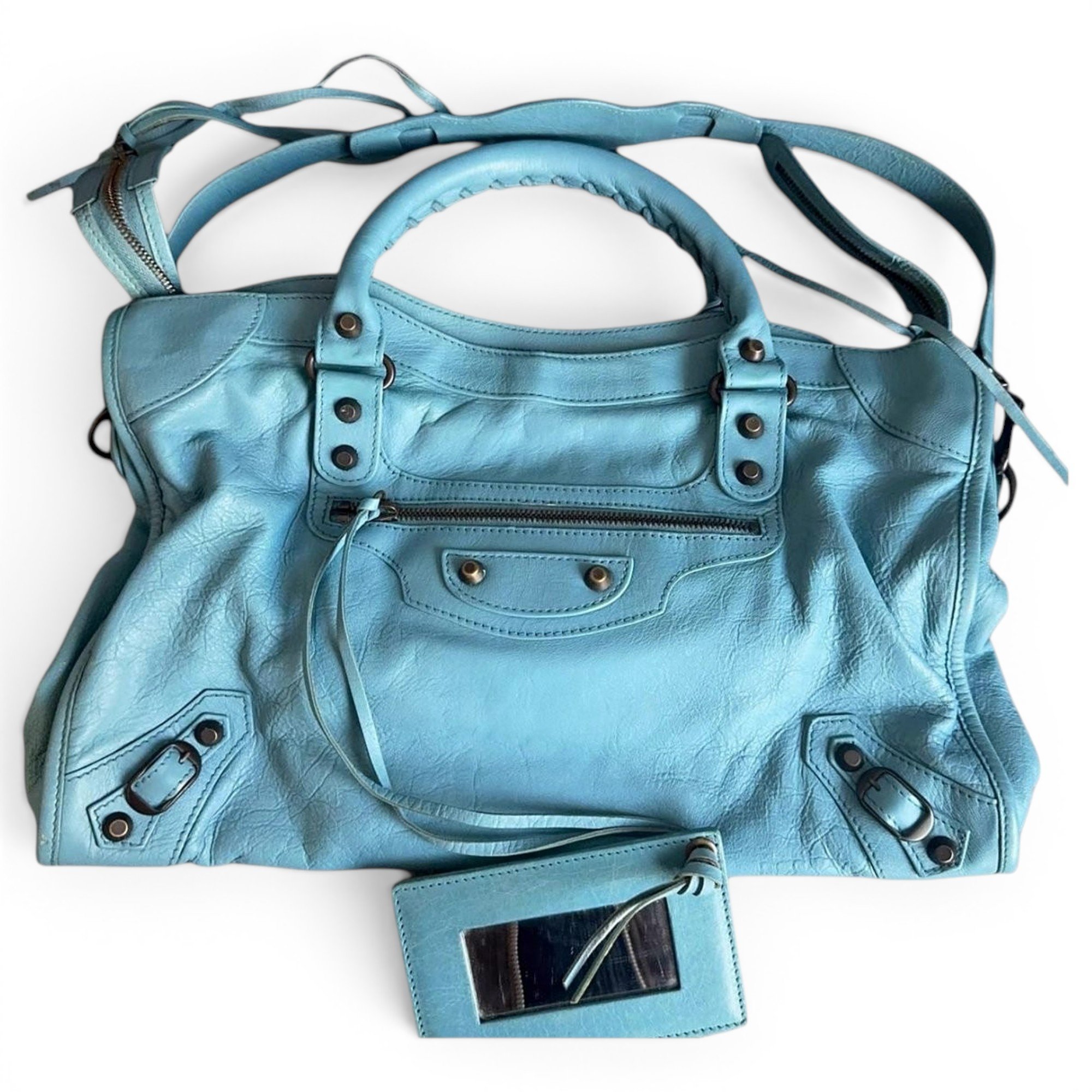 City leather handbag