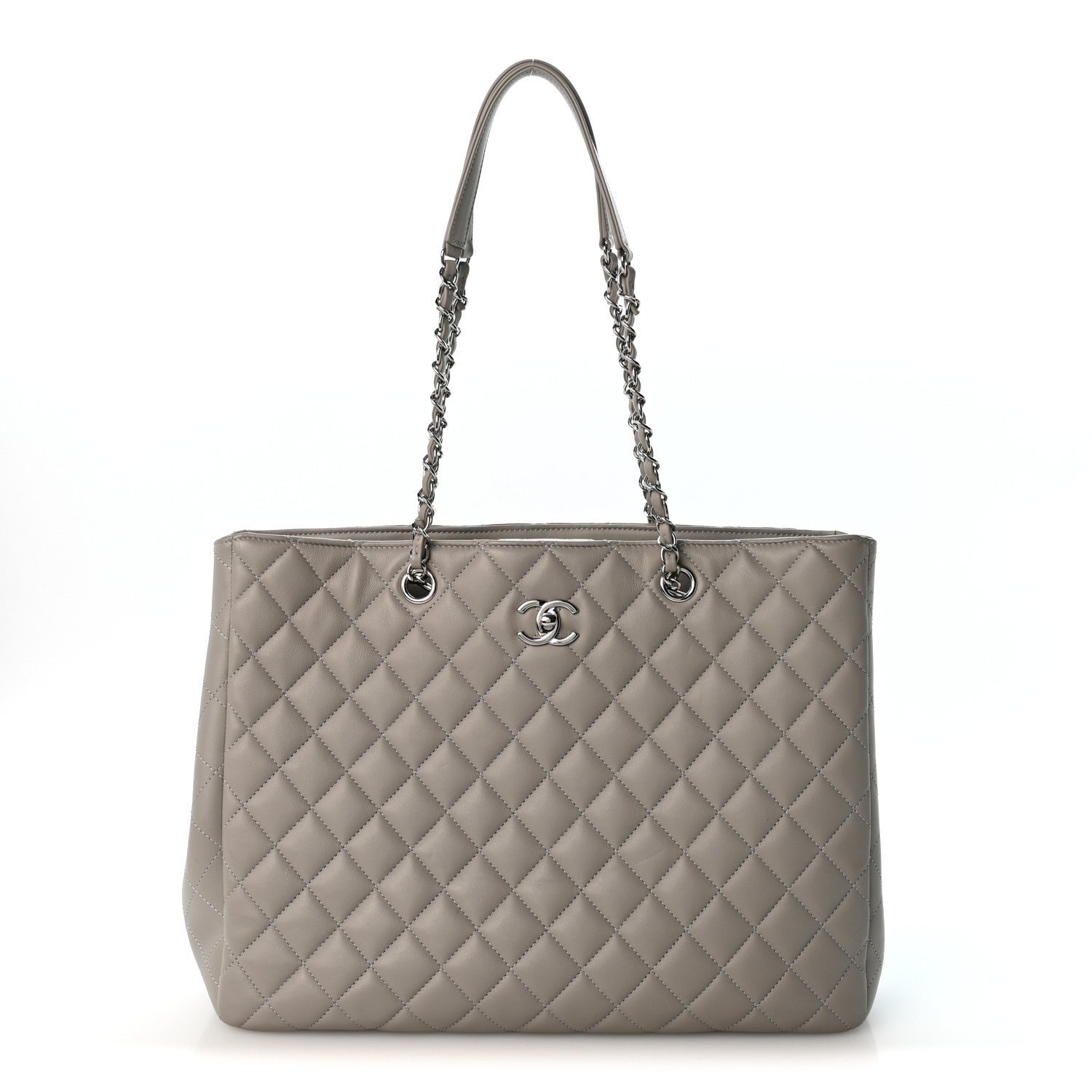 Chanel Calfskin Quilted Large Classic Shopping Tote Grey