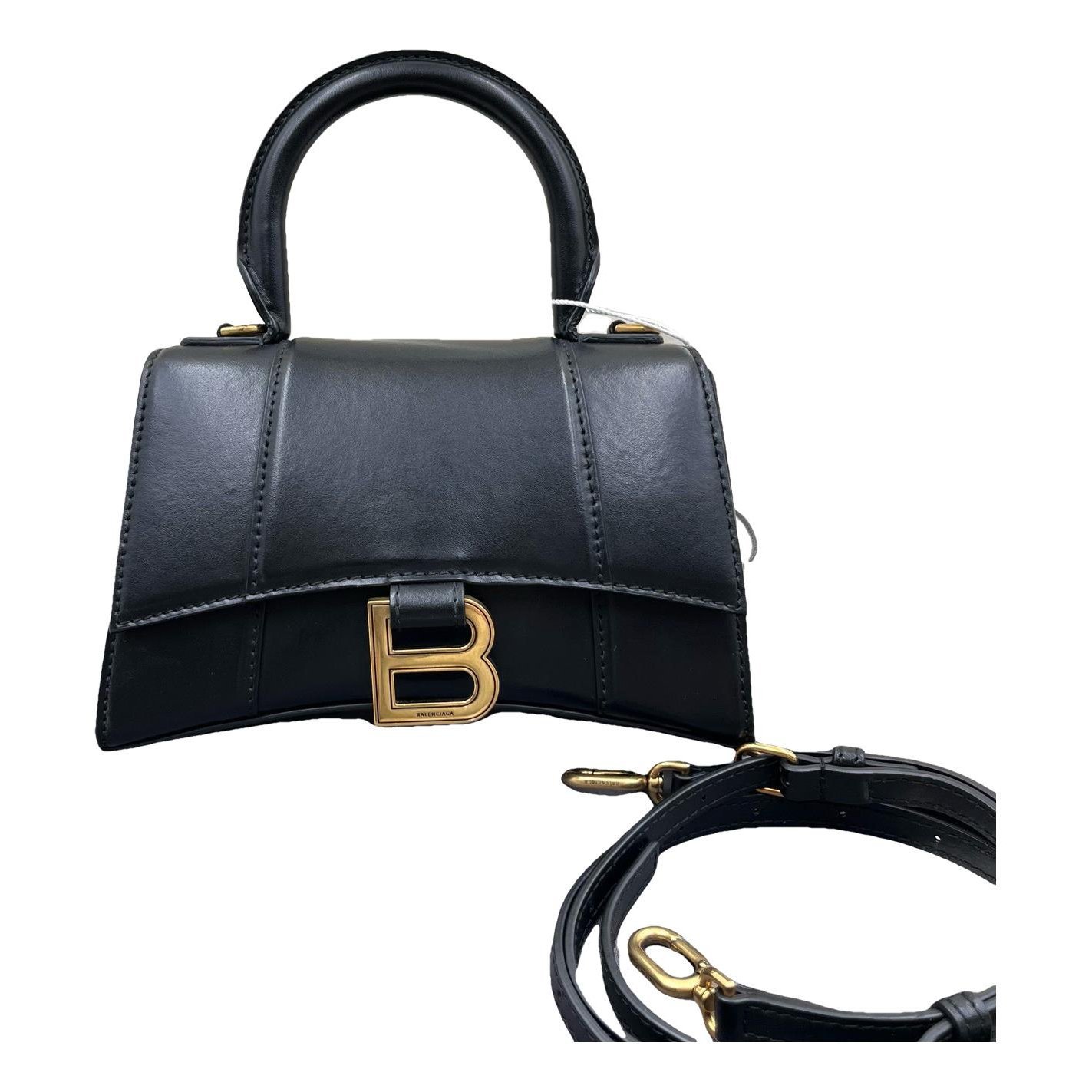 Hourglass leather handbag