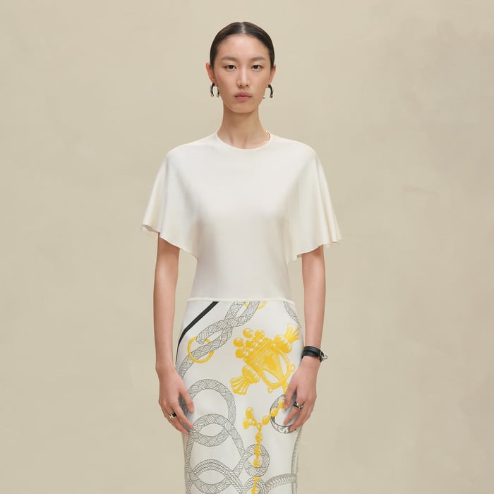 Blanc Nacre "Palefroi Remix" Short-sleeve Twillaine Long Dress