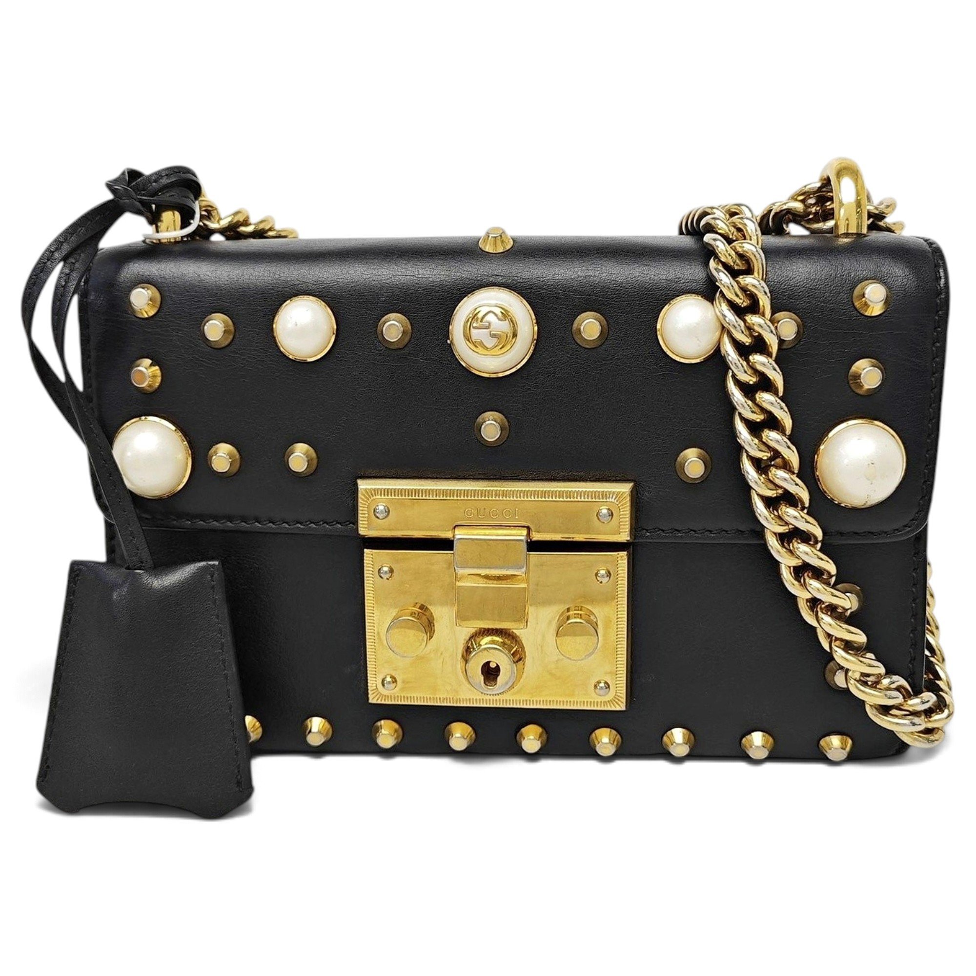Padlock leather handbag