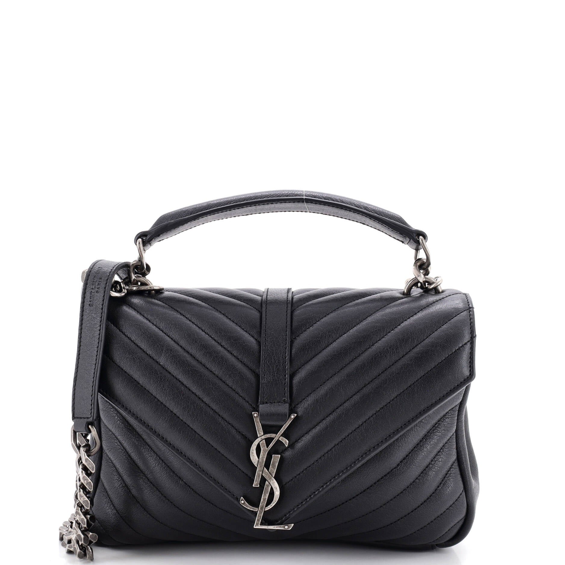 Classic Monogram College Bag Matelasse Chevron Leather Medium