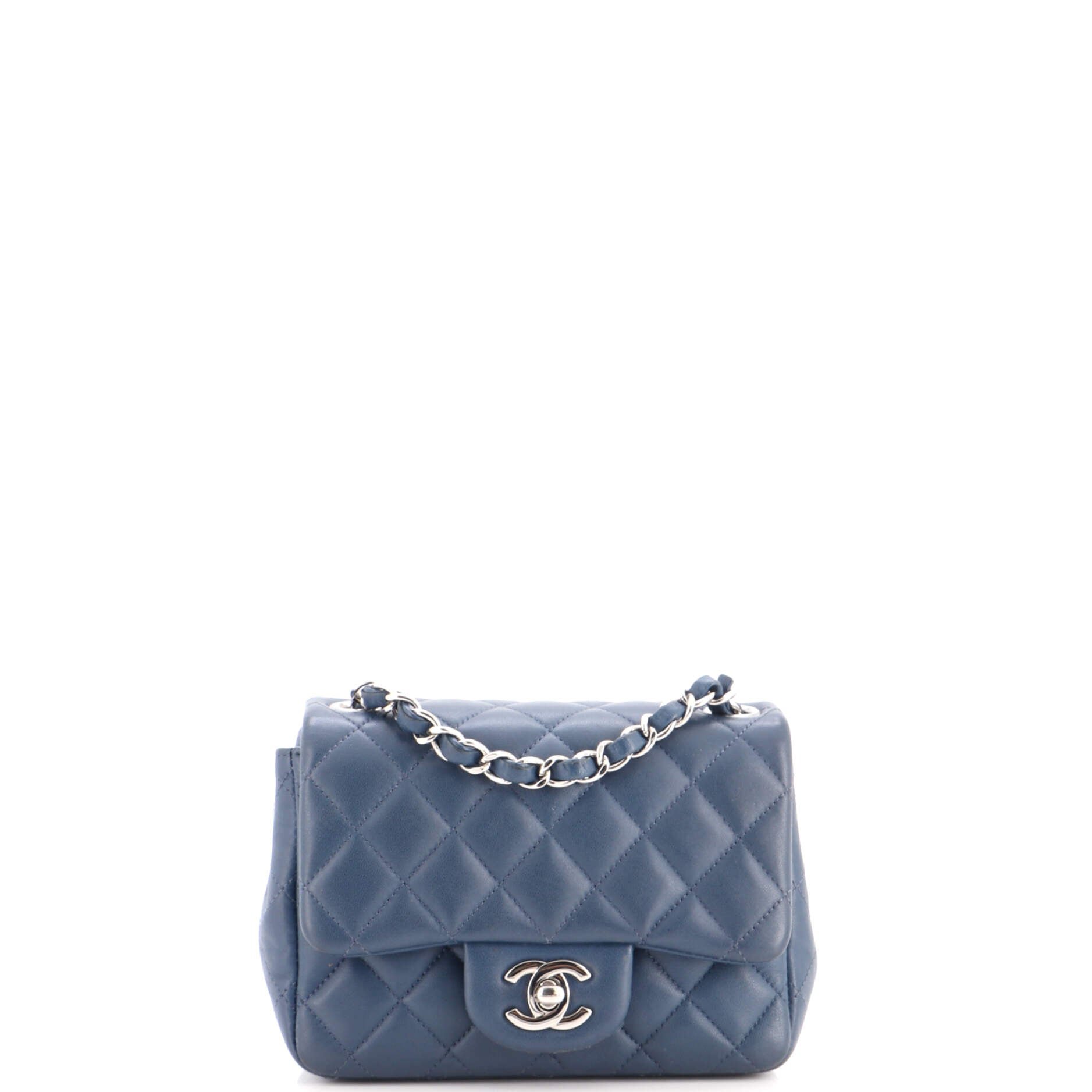 Square Classic Single Flap Bag Quilted Lambskin Mini