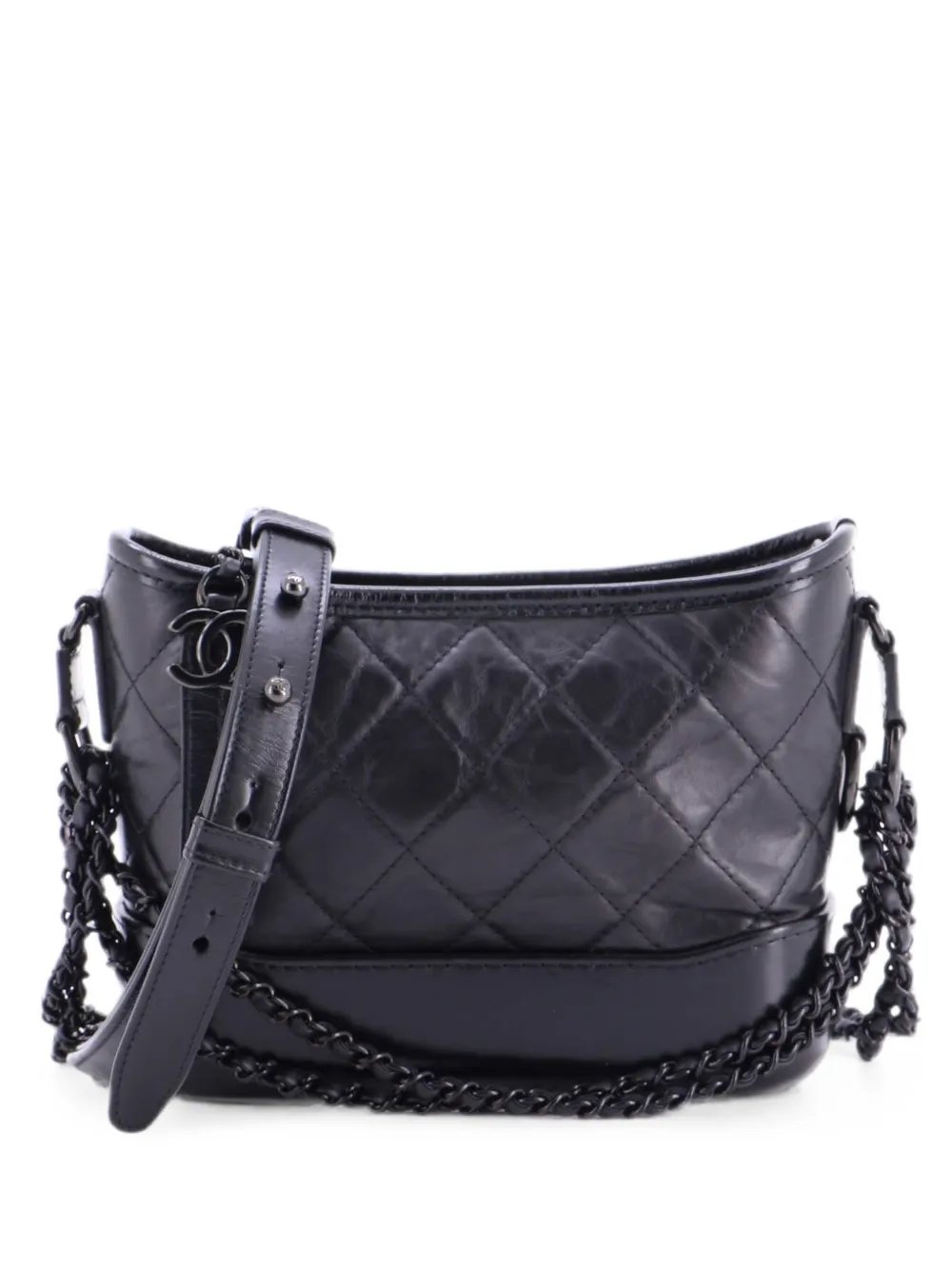 So Black Gabrielle Quilted Aged Calfskin Small hobo bag