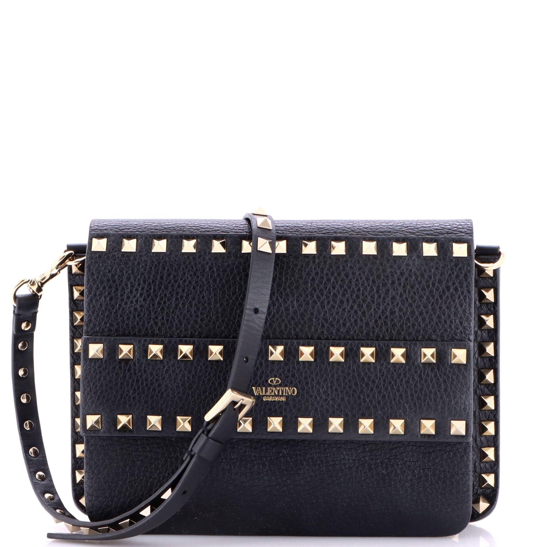 Rockstud Front Handle Flap Bag Leather Small