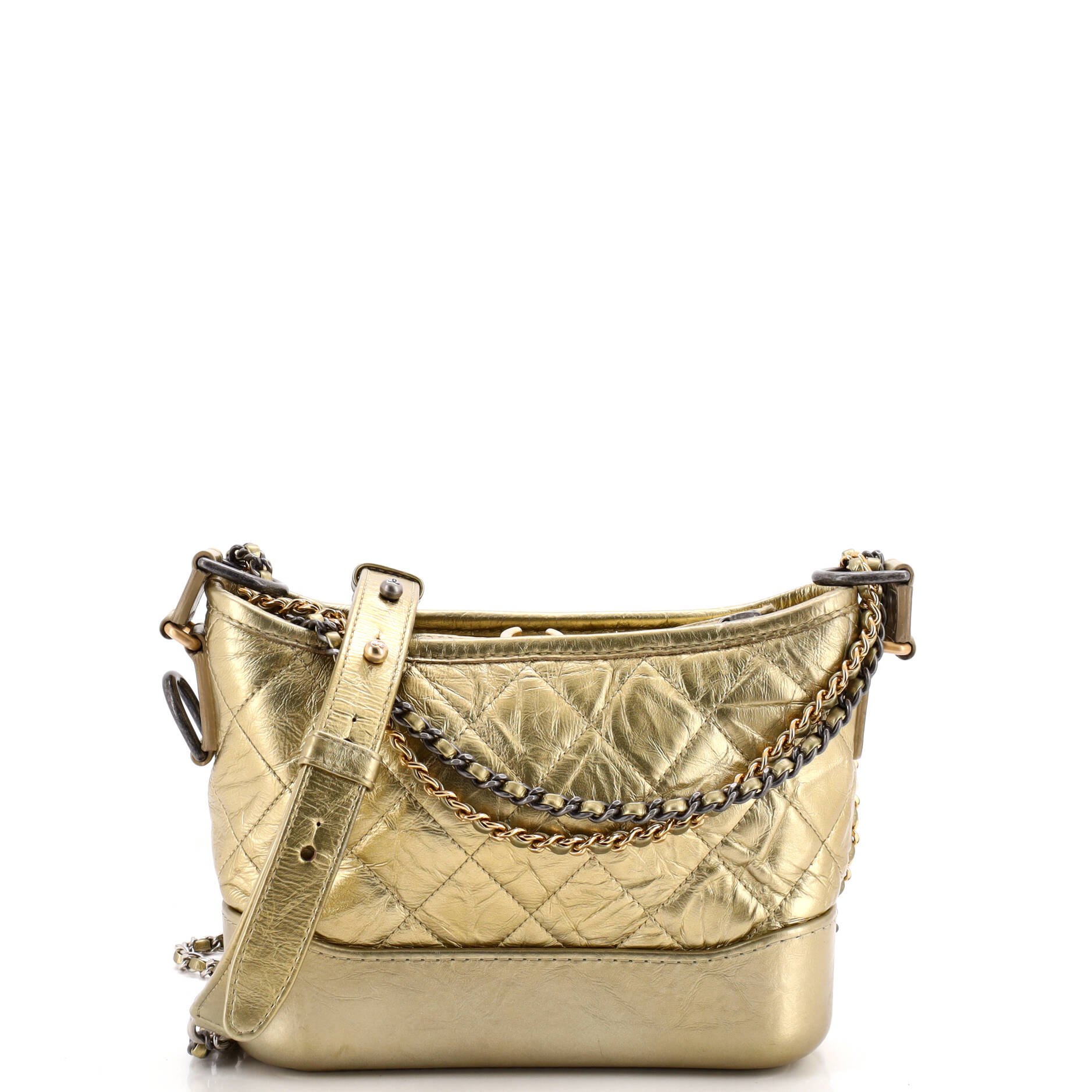 Chanel Gabrielle Hobo Quilted Metallic Aged Calfskin Small
