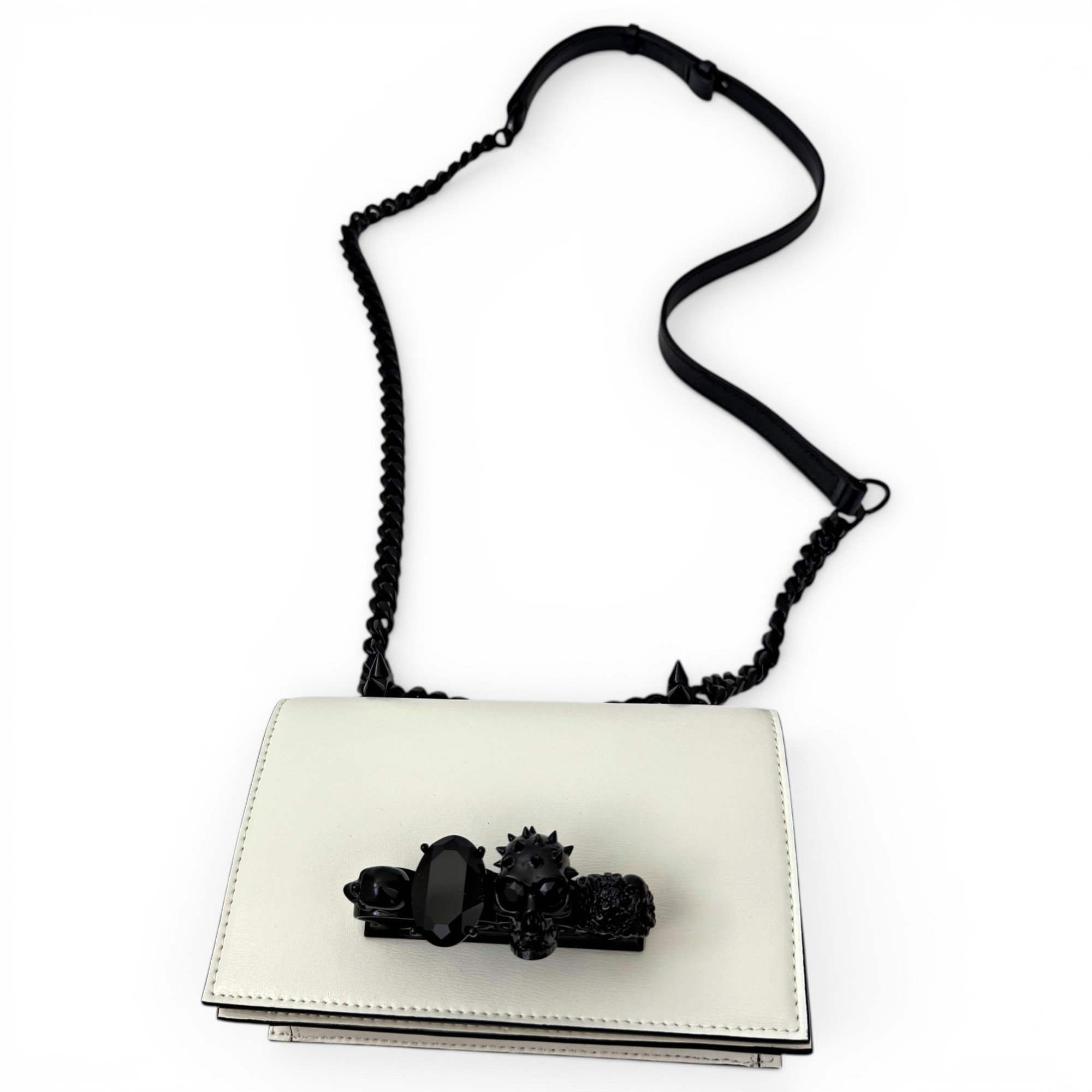 Knuckle leather crossbody bag
