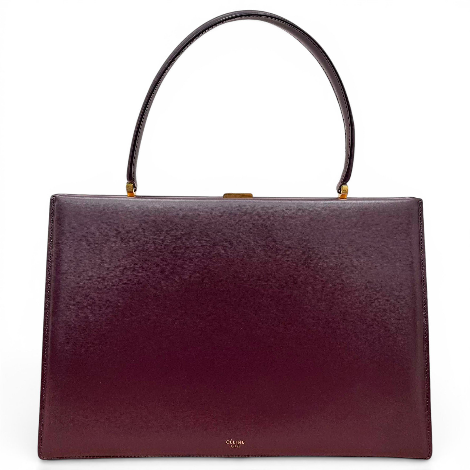 Clasp leather handbag