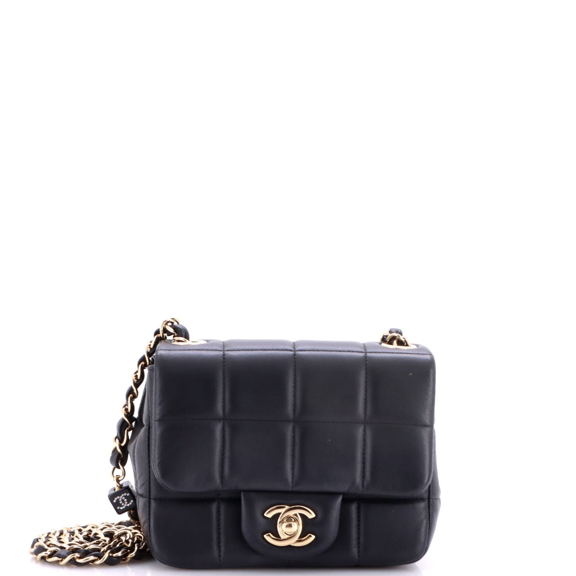 Monacoco Logo Blocks Square Flap Bag Quilted Lambskin with Resin Mini