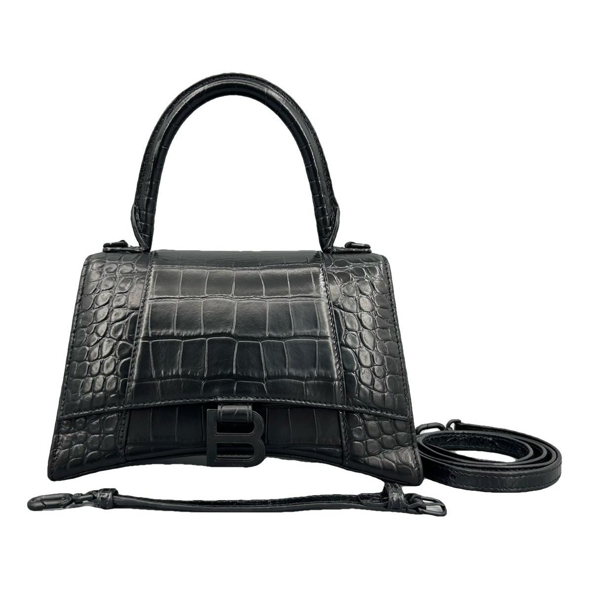 Hourglass leather handbag