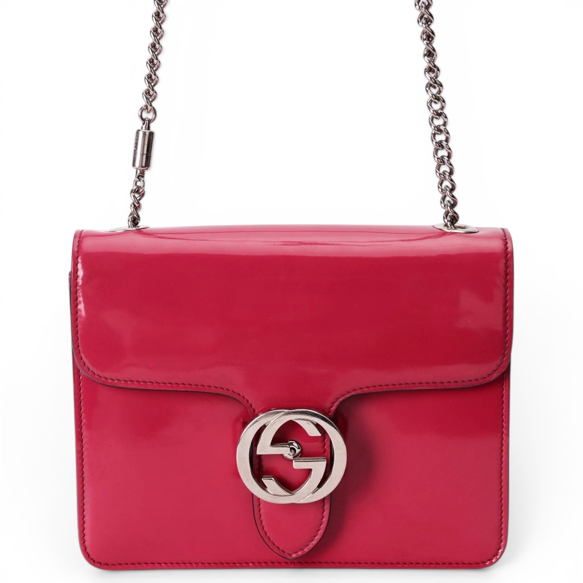Interlocking patent leather crossbody bag