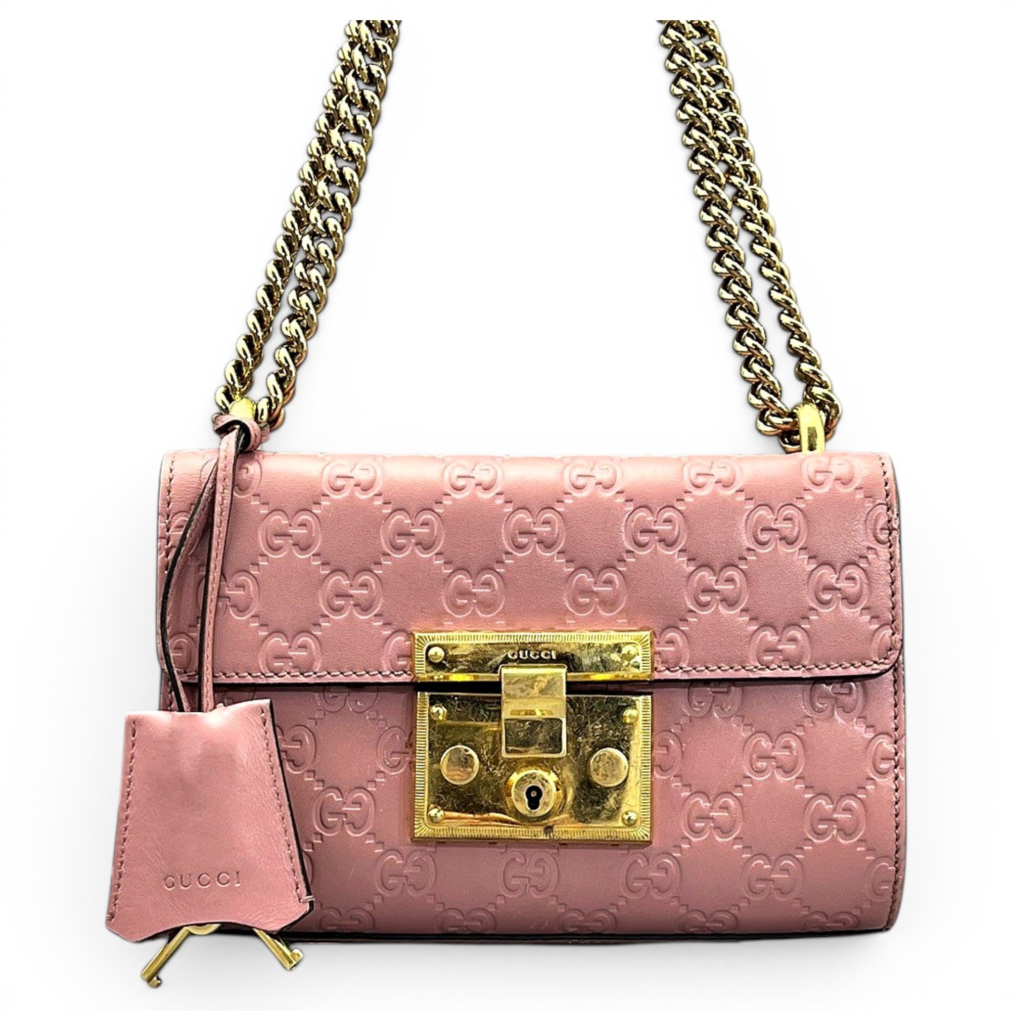 Padlock leather handbag